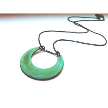 Small Verdigris Crescent Necklace - Ox Chain for wholesale by ssd jewelry