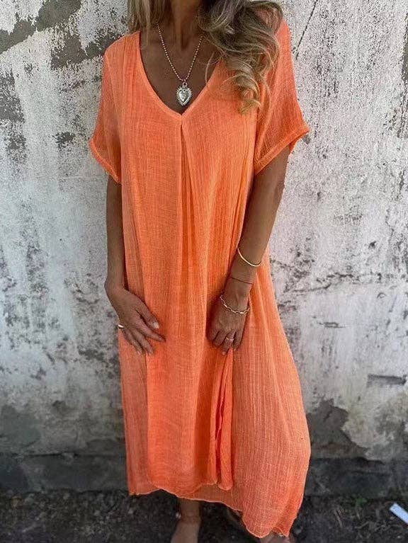 safistyle - Wholesale Dress - Women's - Flowy V-Neck Maxi Dress0