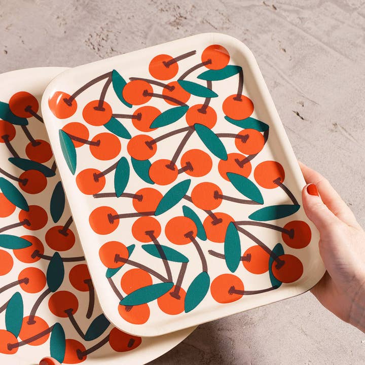 Wrap (US duties paid) – wholesale Serveringsfat – Liten rektangulär serveringsbricka i björk med körsbärsdesign0