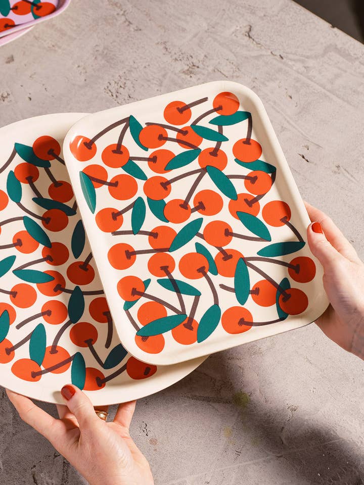 Cherries Small Rectangle Birch Serving Tray for wholesale by Wrap (US duties paid)
