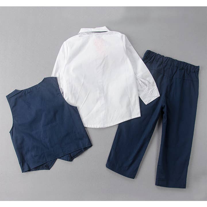 Fennco Styles – wholesale Kostymset – Barn – Marinvit dubbad 4st pojkdräkt för formell kostym