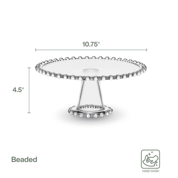 CLEAR Fitz & Floyd Beaded 10.75In Large Cake Stand Brown Bx Pkg for wholesale on Faire