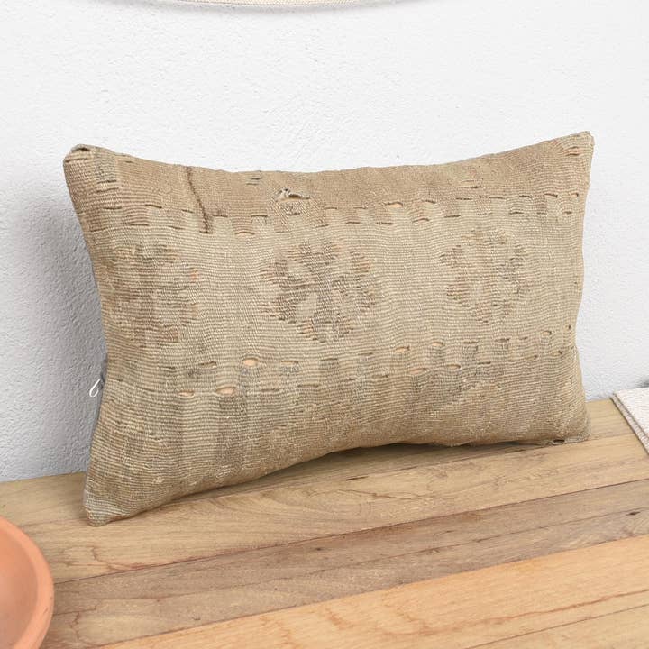 Cuscino Lombare Kilim Turco per Divano 12x20 Beige per la vendita all'ingrosso da parte di Kilim Pillow Decors