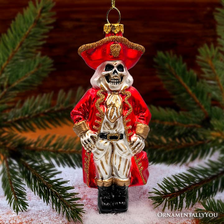 OrnamentallyYou - Wholesale Ornament - Spooky Pirate of the High Seas Glass Ornament, Creepy Hallow