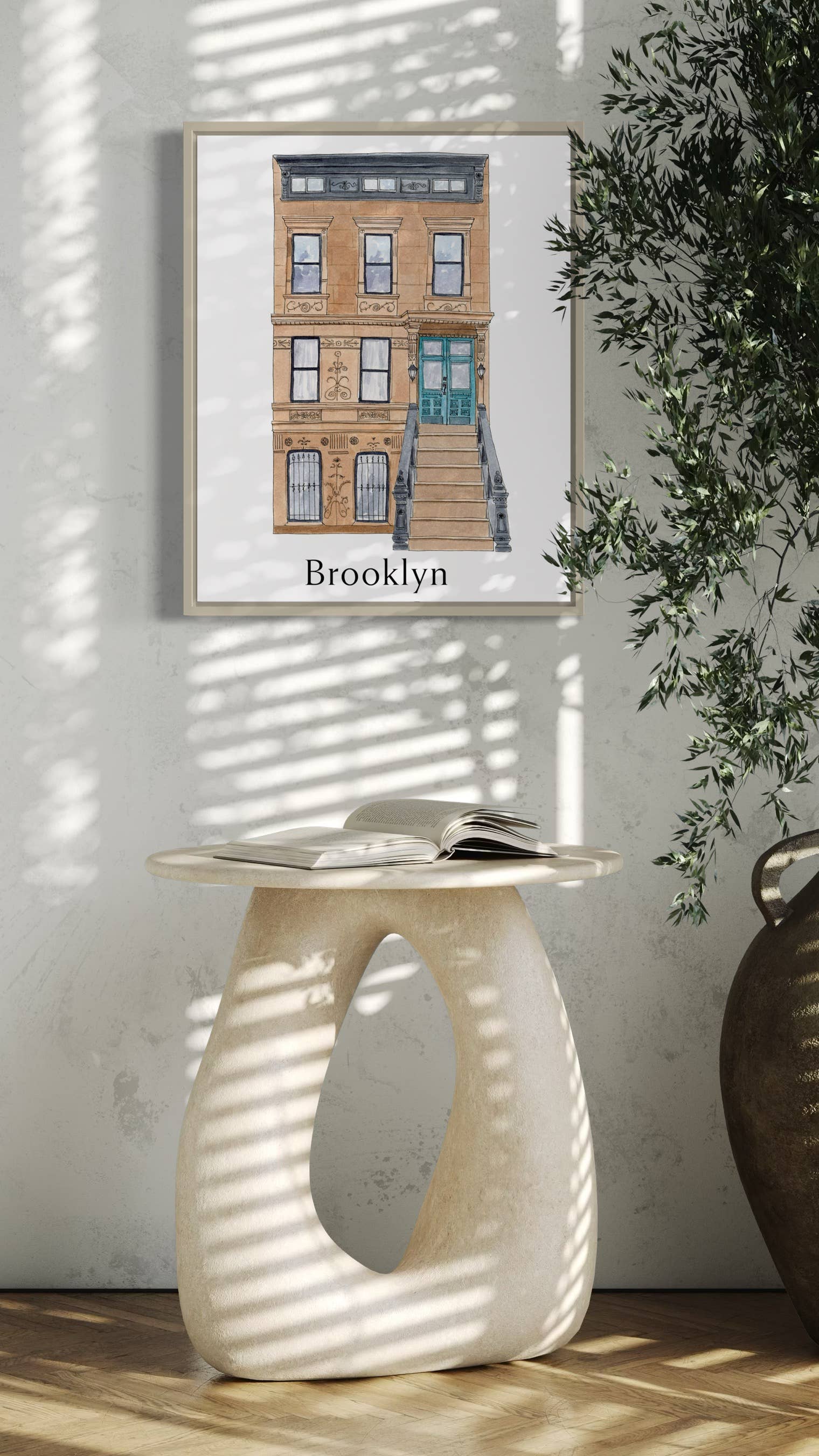 Pintalustika - Joyful Urban Illustrations - Wholesale Art Print - Brooklyn Brownstone Art Print, New York City 6