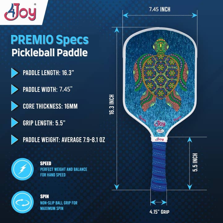 4JoyPaddles - Wholesale Sporting Accessories - Turtle 4Joy Pickleball Paddle Premio Series3