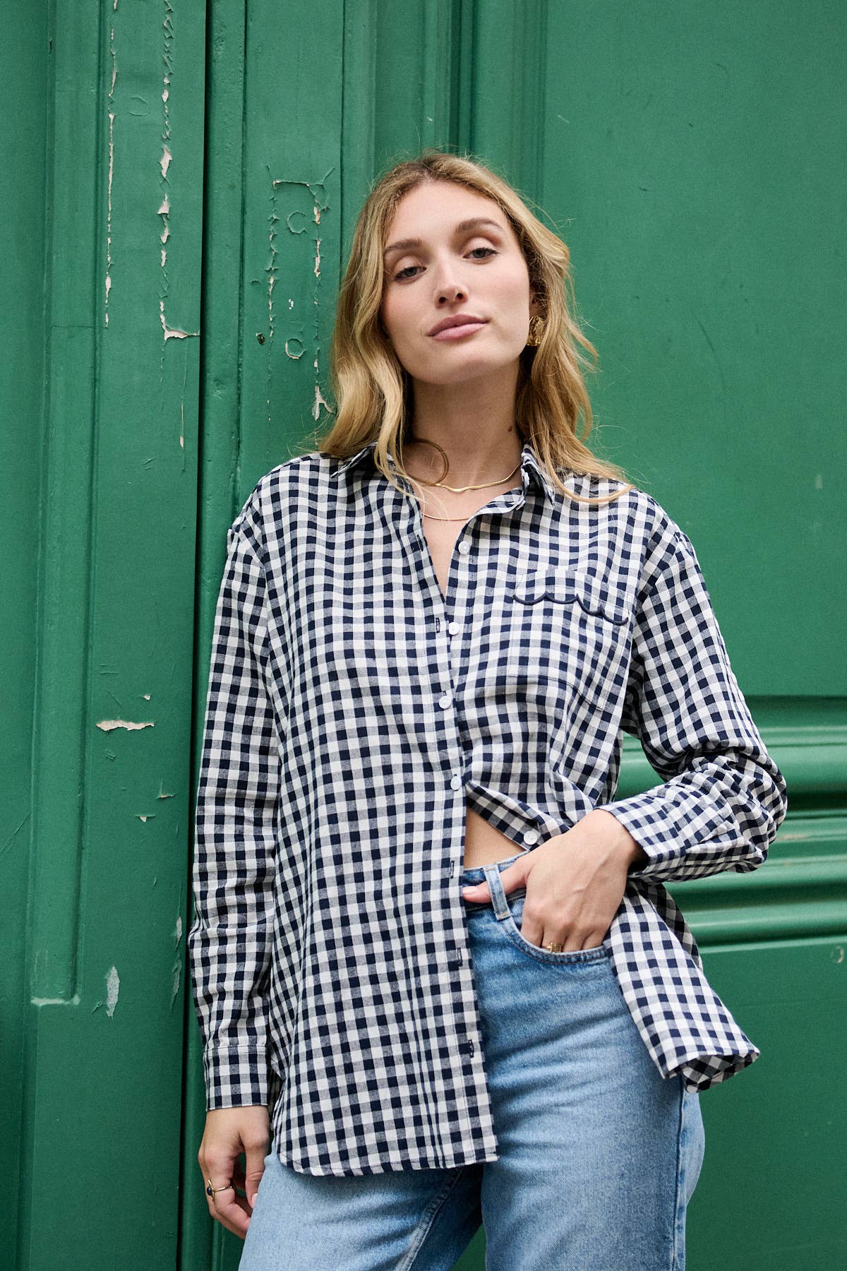 Nathael Paris - Wholesale Shirt - Women's - Loose-fit gingham print cotton shirt10
