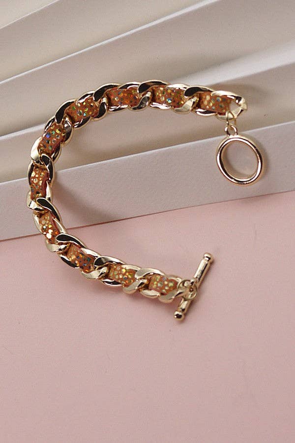 JOSSLYN by wall to wall - Wholesale Link & Chain Bracelet - FAUX LEATHER CHAIN BRACELET | 10B21205015