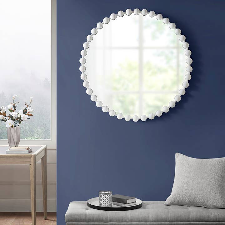 Olliix - Wholesale Wall Mirror - Round Iron Framed Wall Decor Mirror, Matte White18