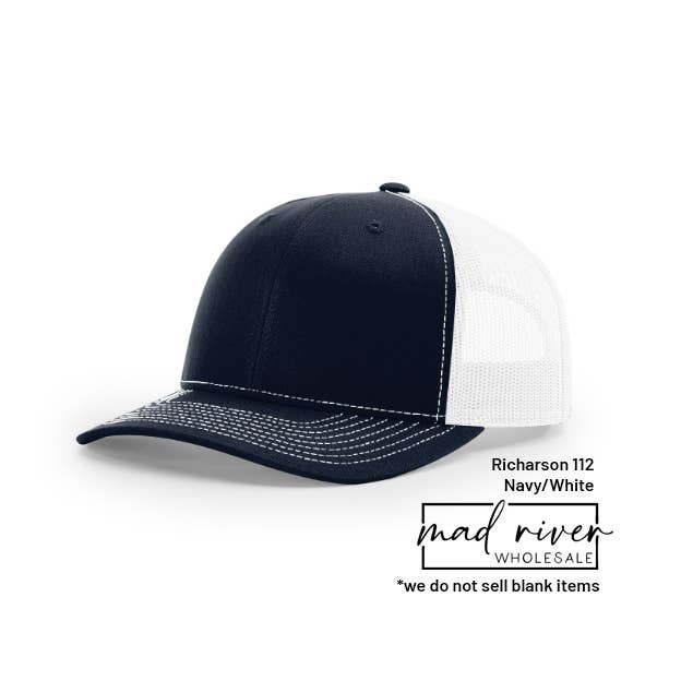 Mad River – Engroshandel Trucker hat - Unisex – Richardson 112 Trucker Hat m/Custom Round Kunstlæder Patch25