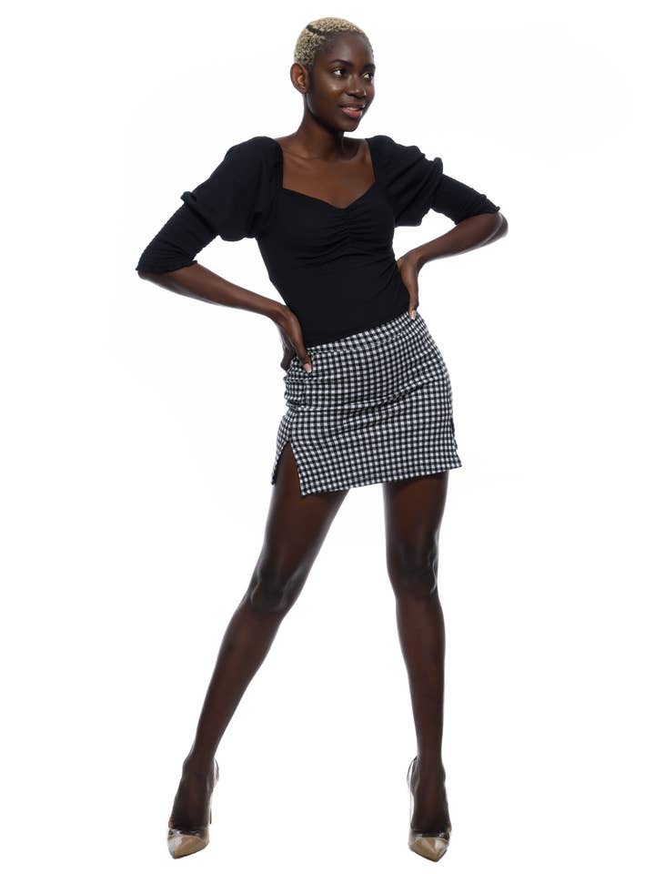 Black Puff Sleeve Top for wholesale by Style Snatch