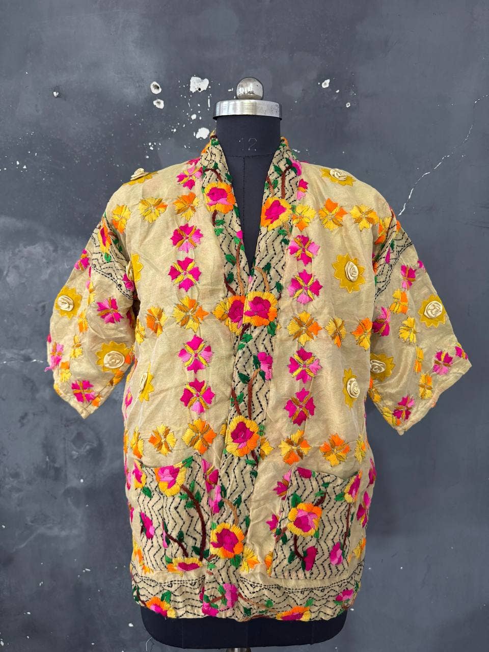 bhavnas boutique - Wholesale Jacket – Women's - Phulkari Short Kimono Multicolor Women's Embroidery Jackets
