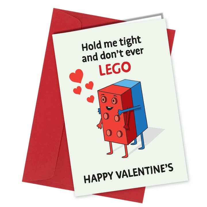 Close to the Bone Greeting Cards and Gifts - Wholesale Valentine's Day Card - #123 Hold me tight and don't ever lego card Valentine