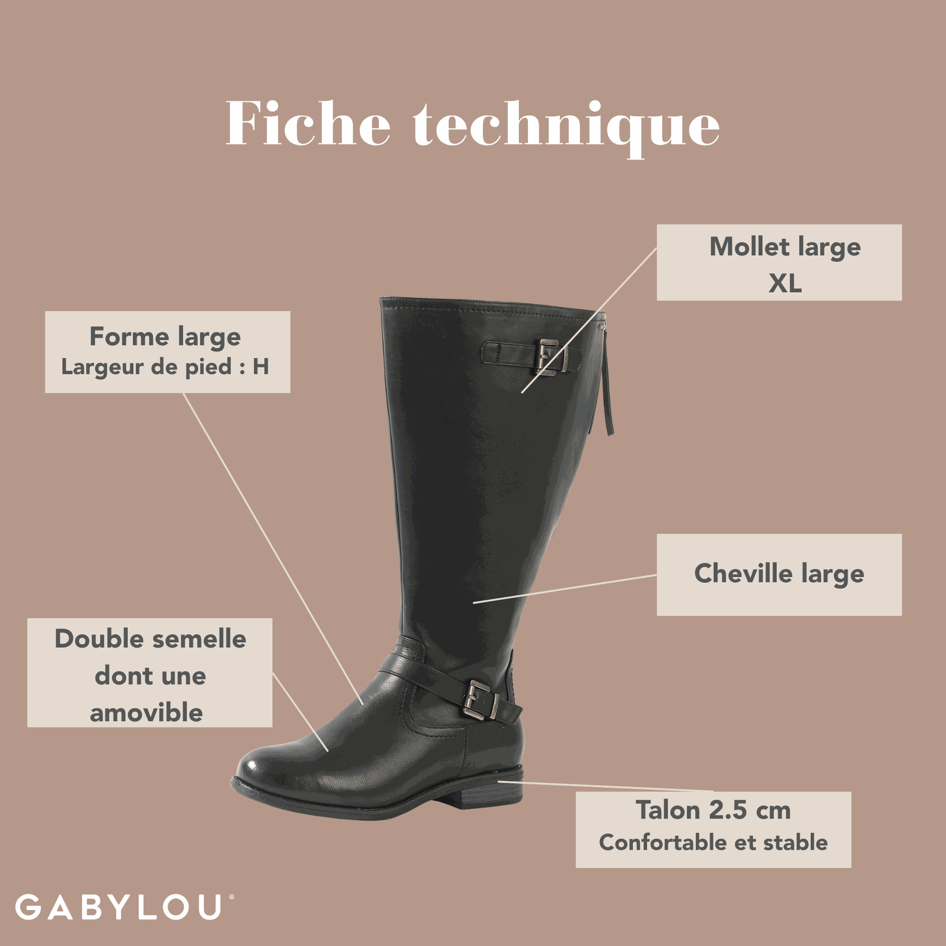 Gabylou - Vente Bottes – femme - Bottes 4XL pour mollets larges - Modele Kate3