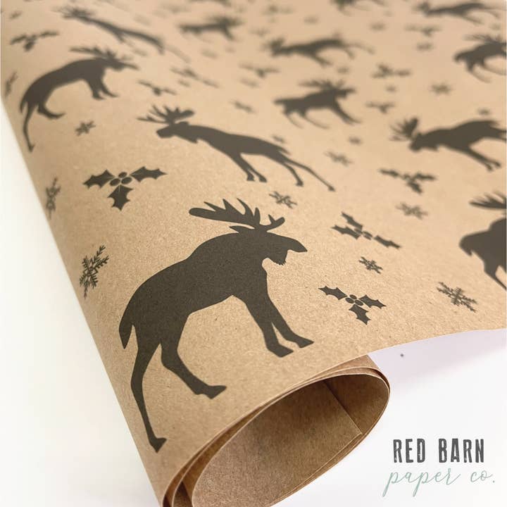 Moose Kraft Wrapping Paper for wholesale by Red Barn Canvas