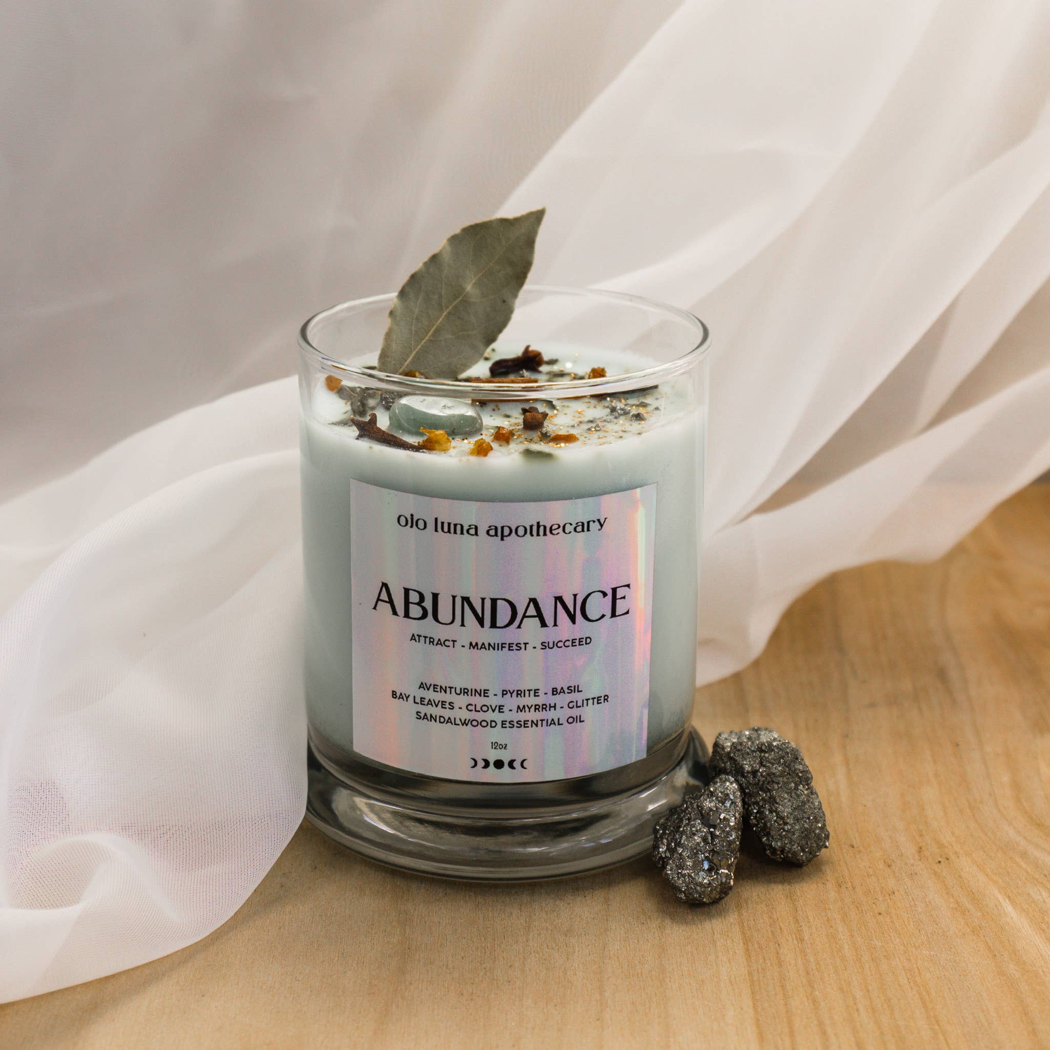 Ojo Luna Apothecary - Wholesale Jar/Filled Candle - Abundance Intention Candle2