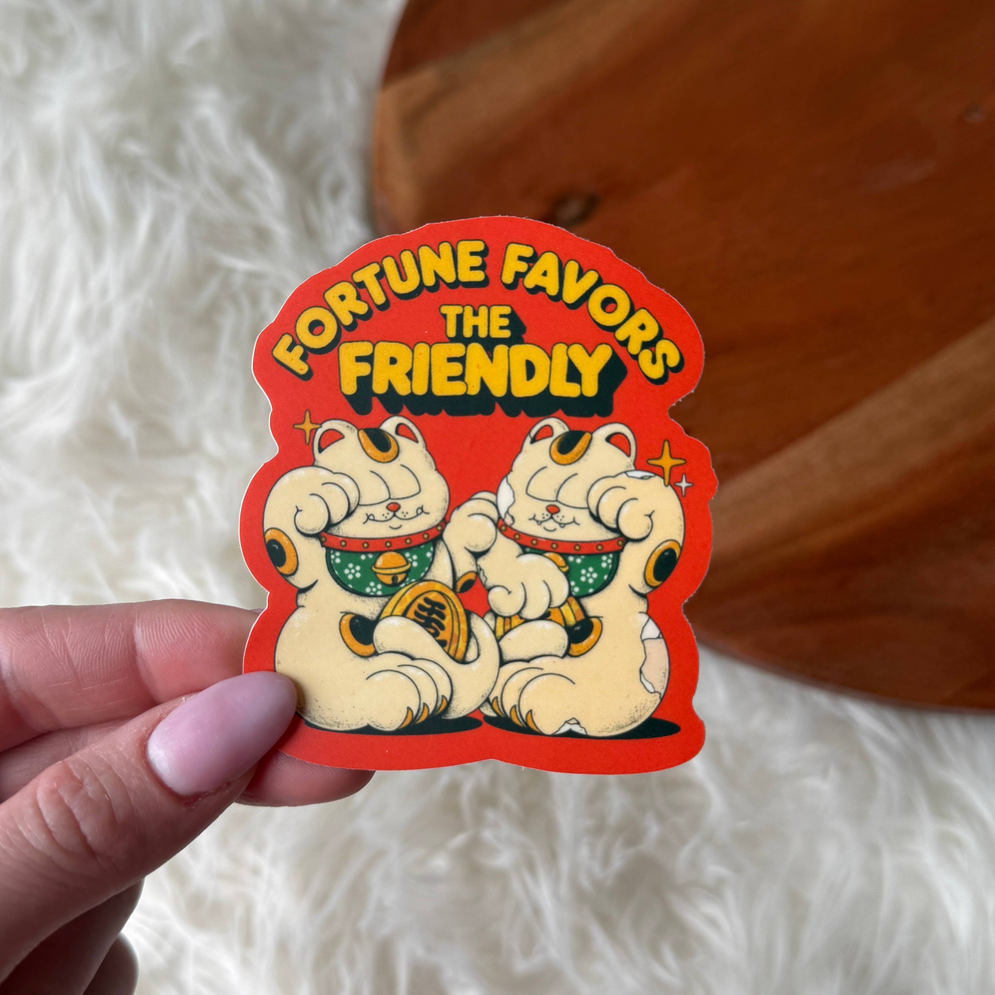 Big Moods - Wholesale Sticker - Fortune Favors The Friendly Lucky Cat Sticker