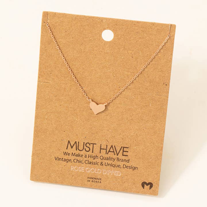 Fame Accessories - Wholesale Pendant/Charm Necklace - Brushed Heart Dainty Pendant Necklace