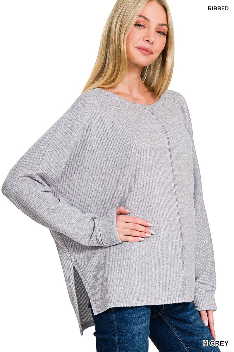 42POPS - Wholesale Knit Top - Women's - ..SI-27078 Ribbed Center Seam Dolman Sleeve Top4