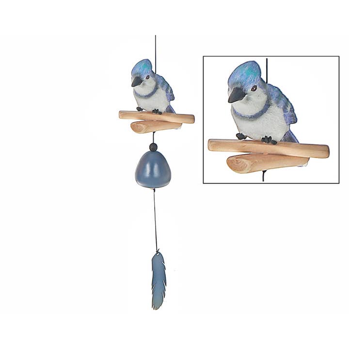 Campana de Arrendajo Azul de 20" con Pluma para venta al por mayor de IH Casa Decor