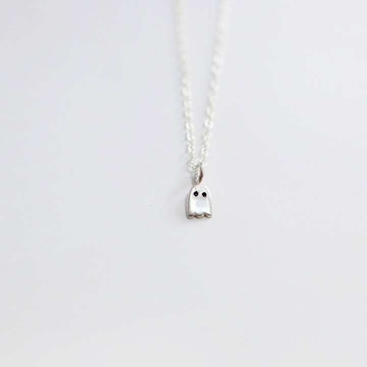Dainty Ghost Necklace In Sterling Silver for wholesale by Metrix Jewelry