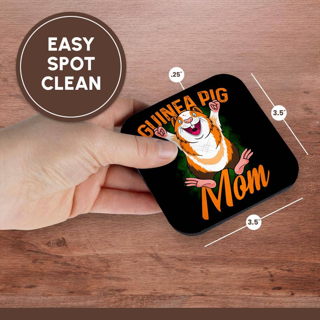 3dRose - Vente Sous-verre - 3dRose, Cochon d'Inde Porcelet Maman avec Fond Vert Maman Mère, Dessous de Verre13