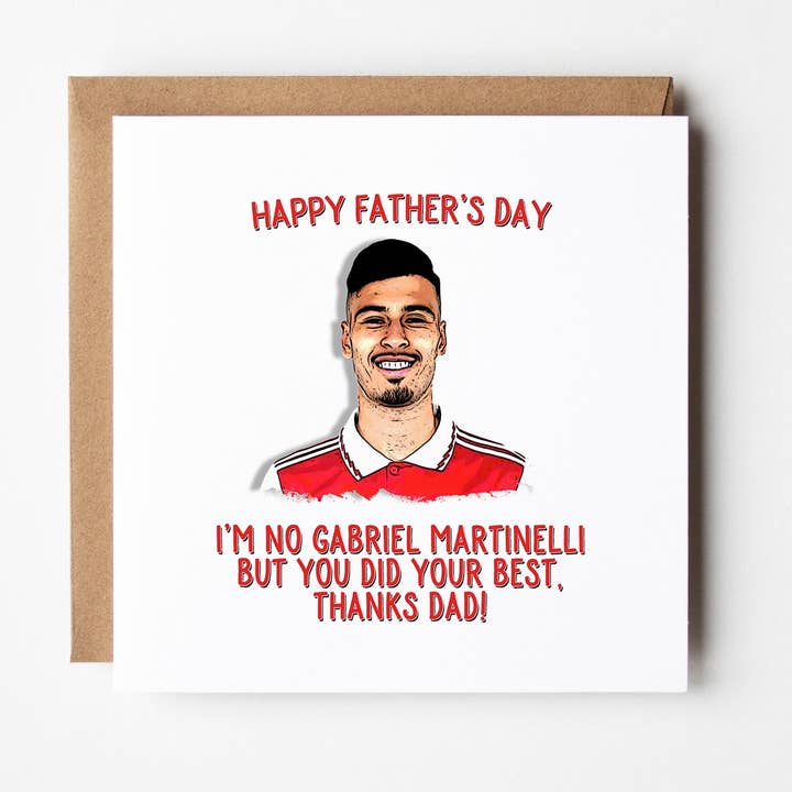 Tarjeta del Día del Padre del Arsenal FC con Gabriel Martinelli para venta al por mayor de FrontRow Cards & Gifts