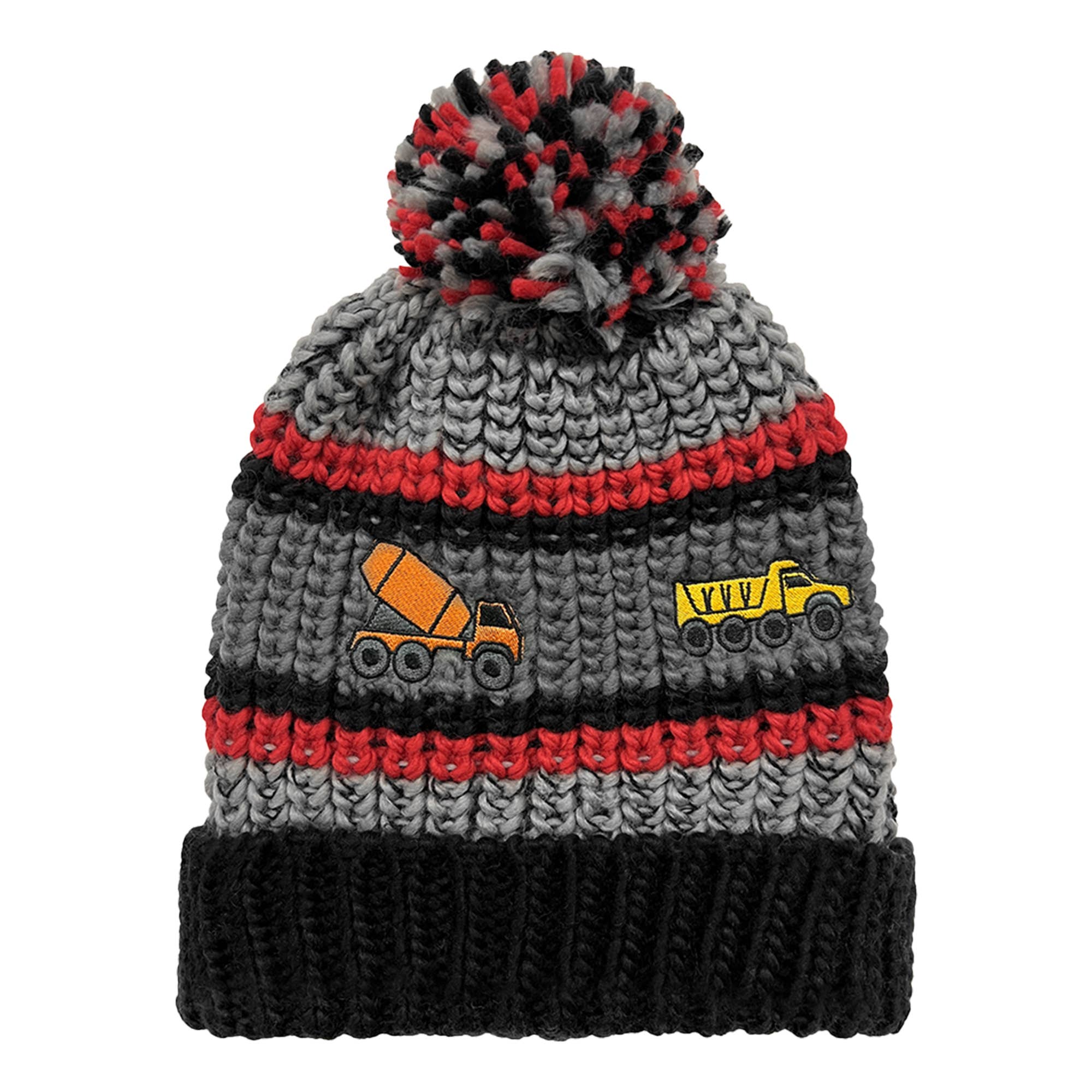 Grand Sierra - Wholesale Beanie - Kids - Boys Knit Cuff Hat w. Embroidered Trucks Size 2-4 - 321353