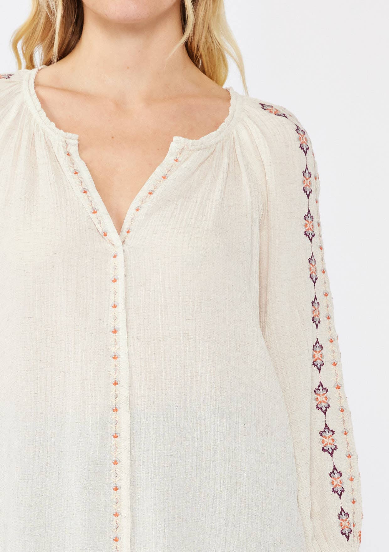 Natural Coral Plum 3/4 Raglan Sleeve Split Neck Top for wholesale on Faire3