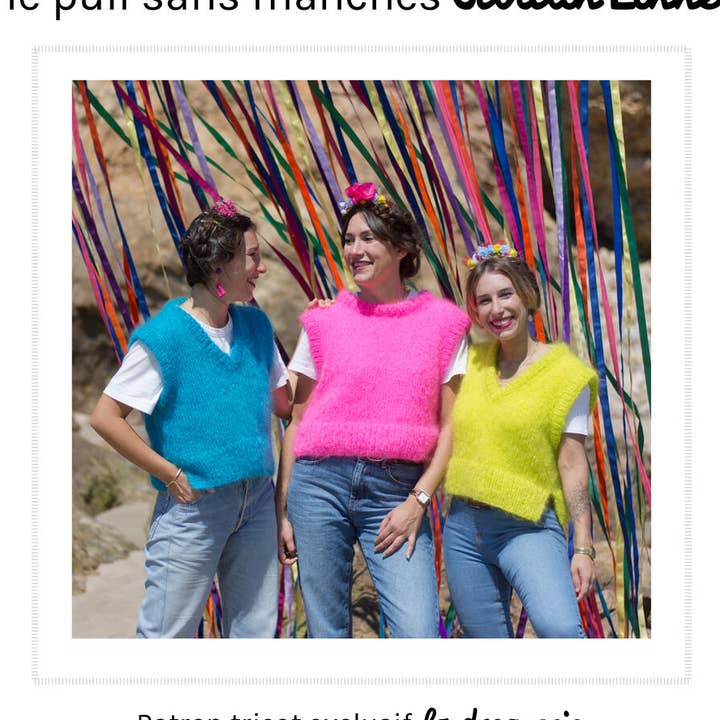 Knitting pattern for women's sleeveless sweater Jardin Linné for wholesale by LA DROGUERIE