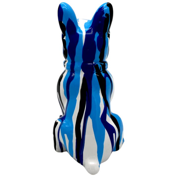Interior Illusions Plus – wholesale Sculpture – Blue French Bulldog Graffiti Sculpture with Glasses -8" tall3