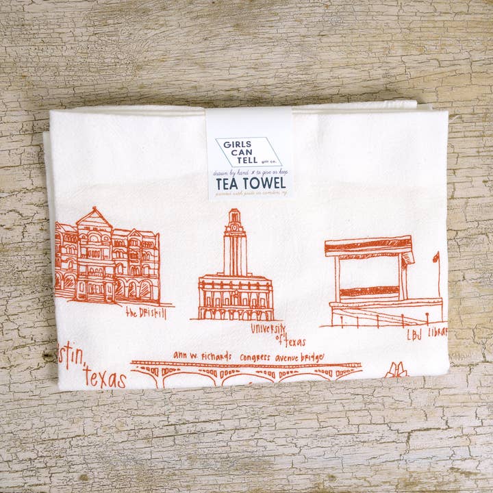 Austin Tea Towel | kitchen | flour sack | dish for wholesale by Girls Can Tell