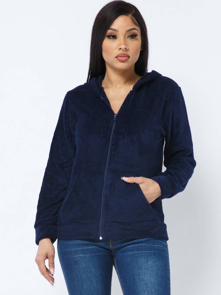 Fleecetopje met capuchon en ritssluiting voor wholesale door Boswell