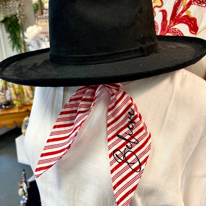 The Funky Soul - Wholesale Scarf - Women's - Believe Red & White Striped Christmas Ascot Scarf4