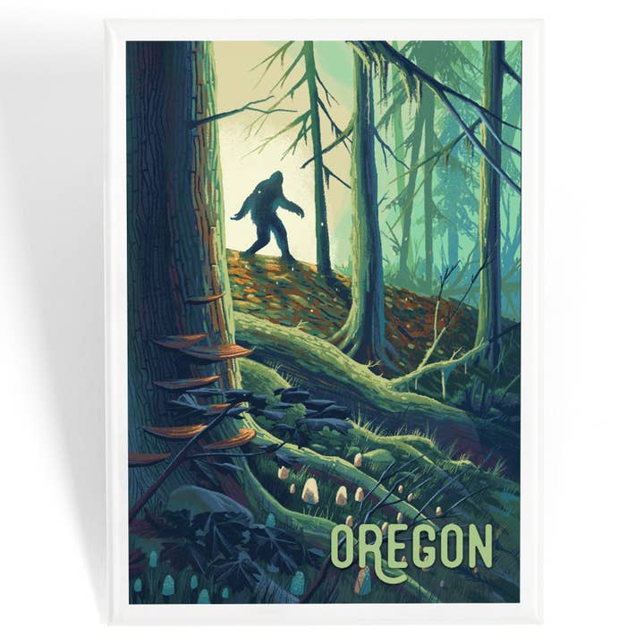 MAGNET Oregon, Wanderer, Bigfoot in Forest for wholesale by Lantern Press