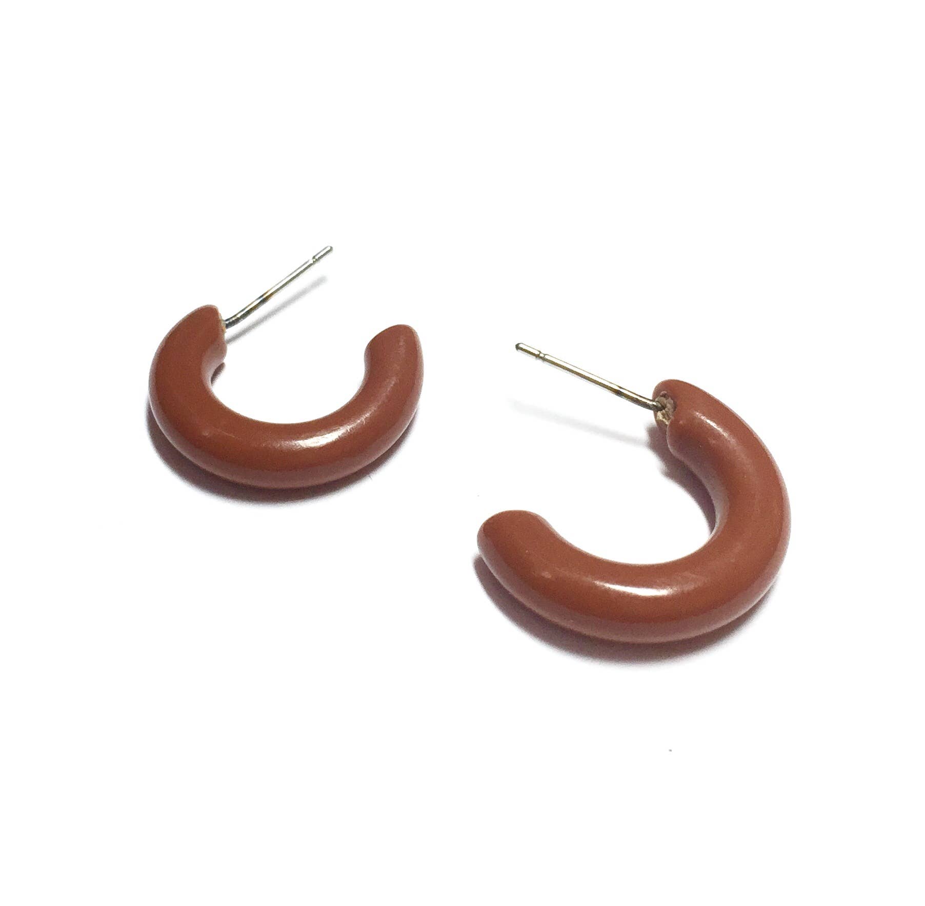 Leetie Lovendale - Wholesale Hoop Earrings - Caramel Brown Tiny Secretary Hoop Earrings3