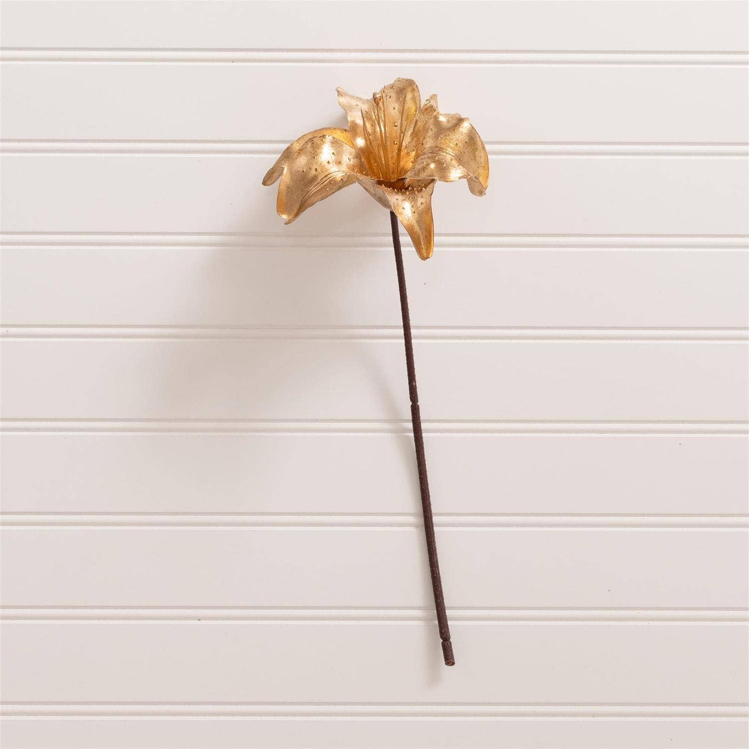 Audrey's Home & Gift – Flores artificiais por atacado – Haste - Lírio Metálico Dourado (PK/12)