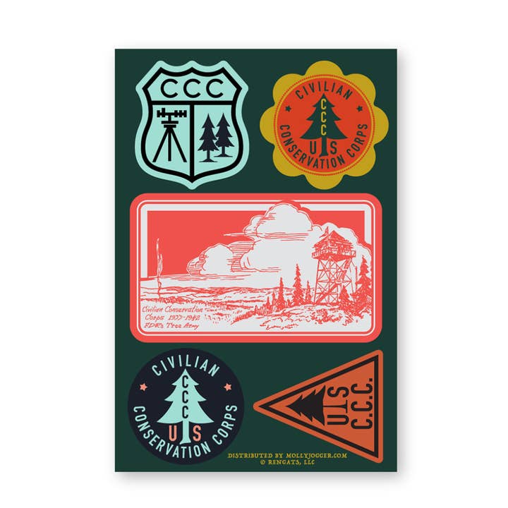 CCC Camp Exchange - Wholesale Sticker - CCC Sticker Sheet Civilian Conservation Corps