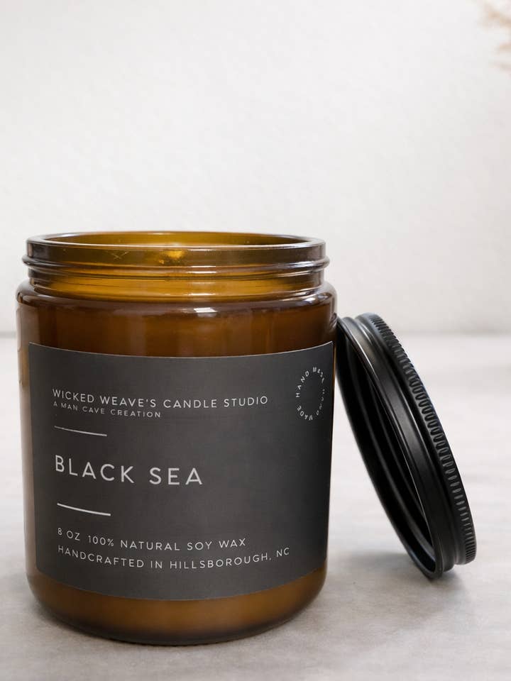 Black Sea Soy Wax Candle (4 Size Options) for wholesale by Wicked Weave’s Candle Studio