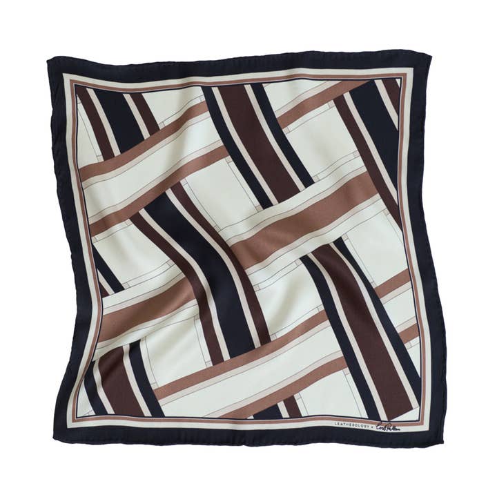 Neutral Lost Pattern x Leatherology Silk Pocket Square for wholesale on Faire