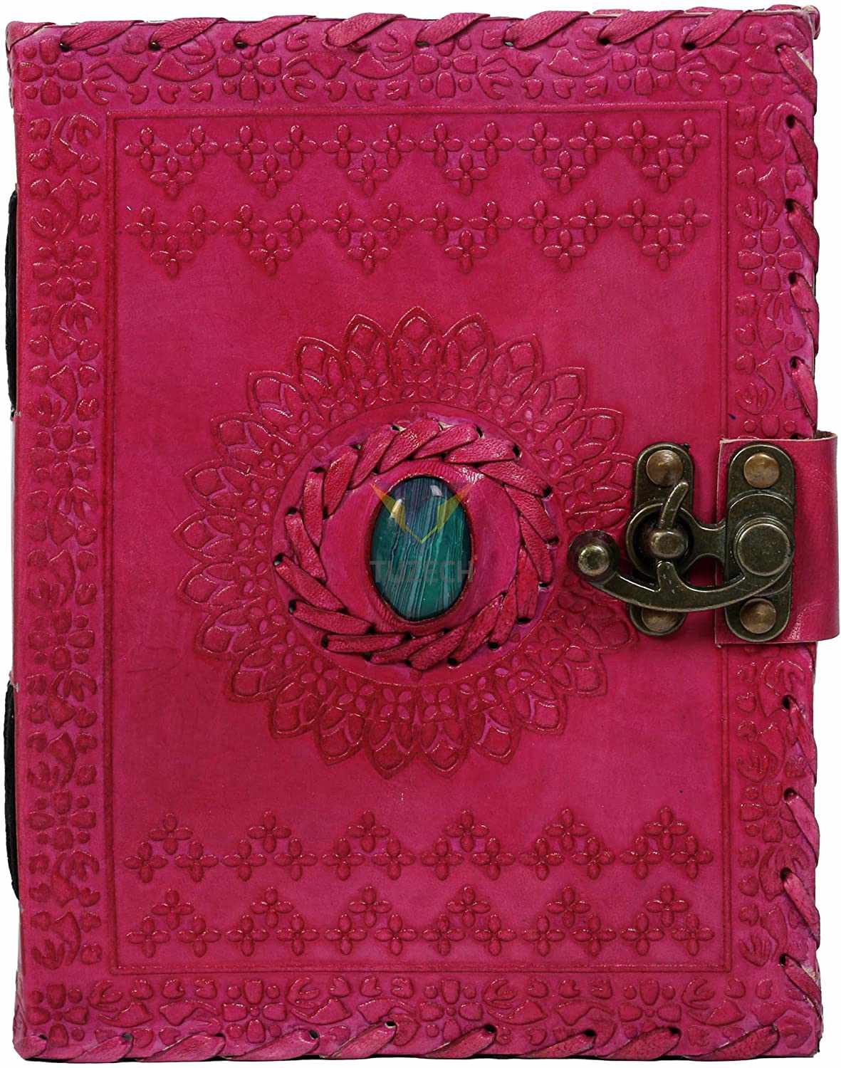 Tuzech Leather - Wholesale Journal/Diary - TUZECH Handmade Office Home Daily Use, Poem Writing Beautiful Pure Leather Luck Stone Bound Journal/Diary with C-Lock for Men and Women 8 Inches21