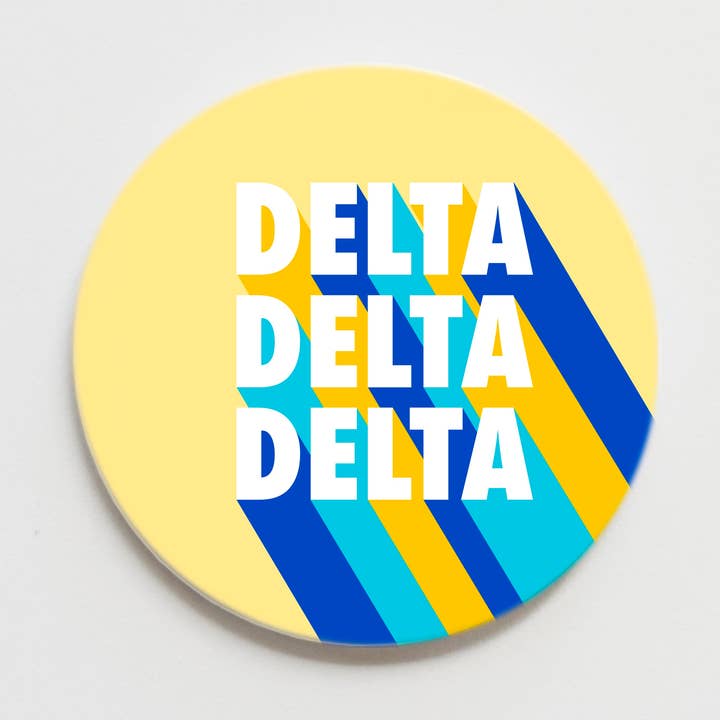 Tri Delta Bold Greek Button - 2.25 inch for wholesale by Good Vibez Collegiate