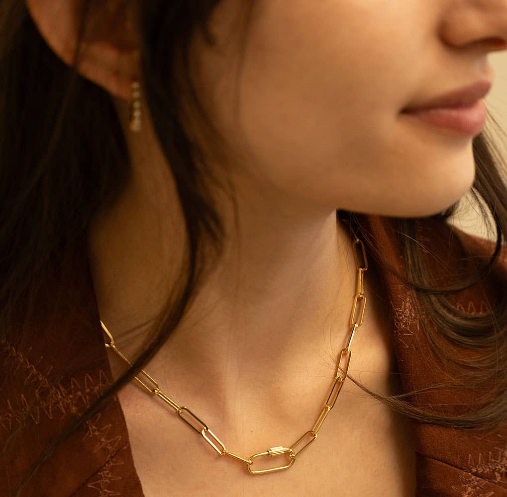 Amano Studio – Colar de elos e correntes por atacado – Corrente de Clipes com Fecho de Mosquetão2