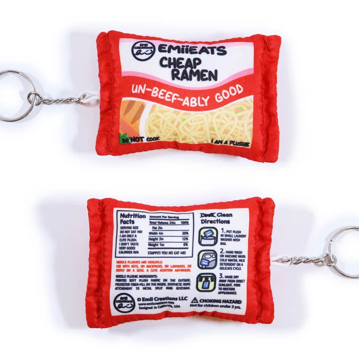 Emii Creations - Wholesale Keychain - Women's - Tiny Instant Cheap Ramen Noodle Plush Keychain
