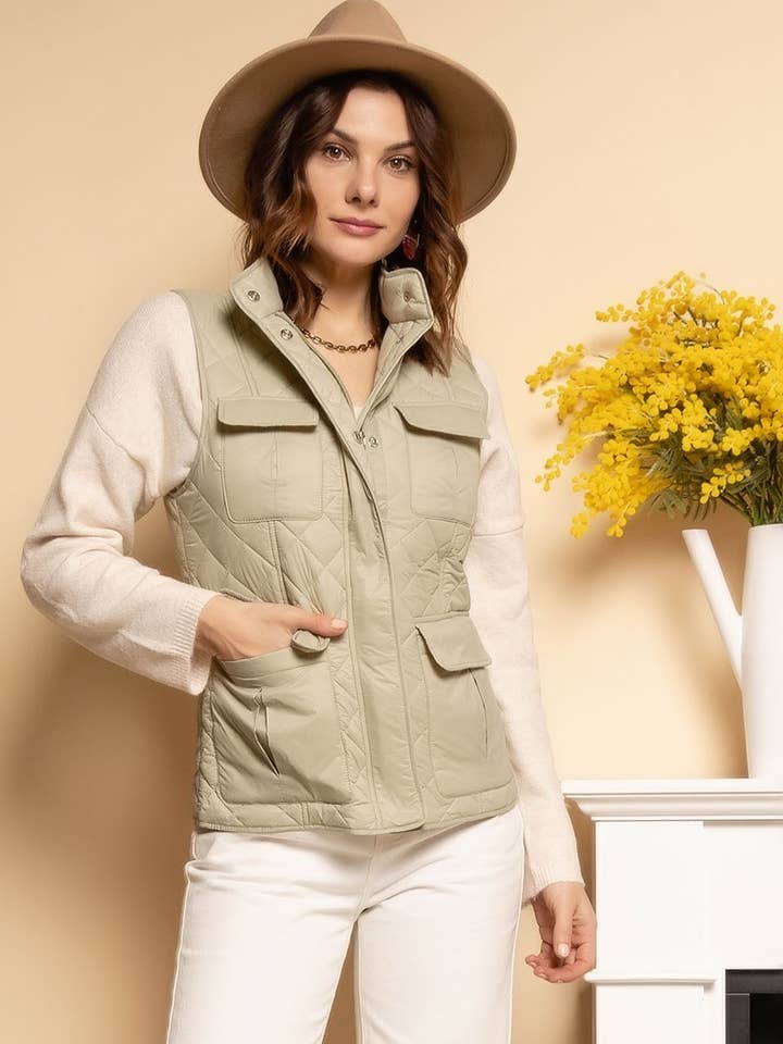 Quilted sleeveless vest for wholesale by Escandelle Paris
