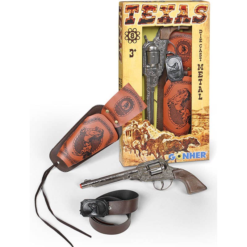 GonherCapGuns.com - Wholesale Toy Set - Kids - Texas Cowboy 8-Shot Cap Gun, Belt & Holster 3pc Play Set0