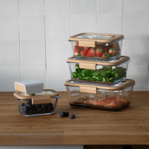 Glass Vacuum Starter Pack (4 Containers + Pump) for wholesale by Pebbly