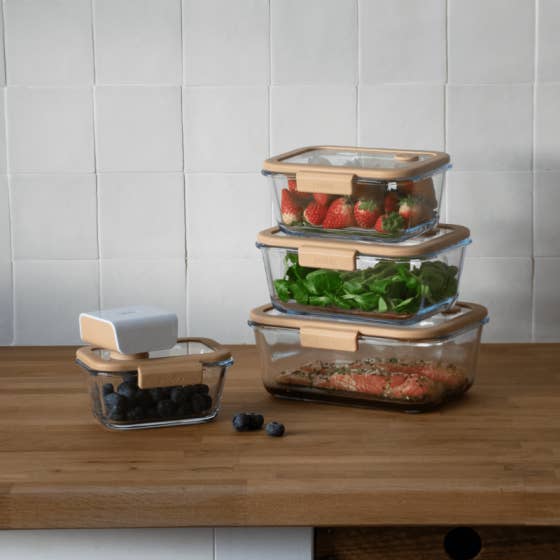 Glass Vacuum Starter Pack (4 Containers + Pump) for wholesale by Pebbly