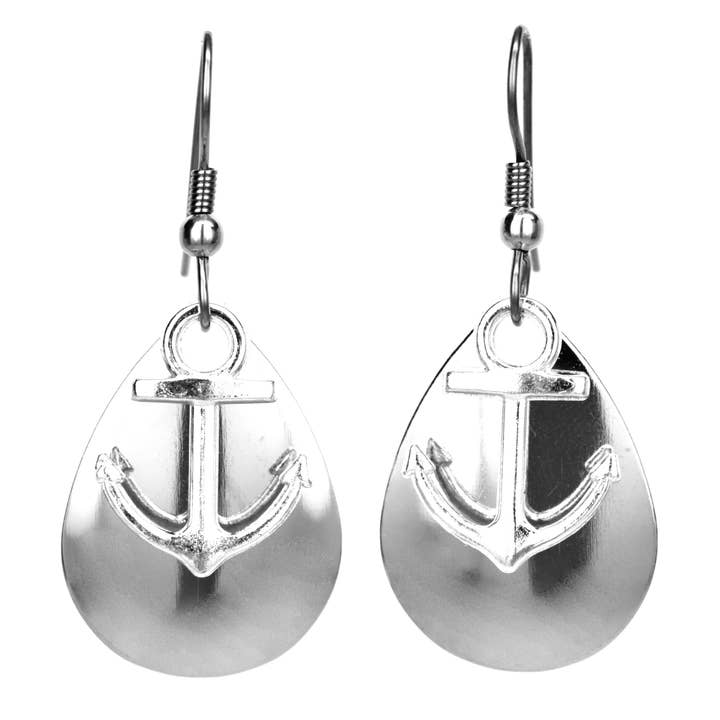 Med. Silver Anchor Earrings for wholesale by Eye Catching Jewelry