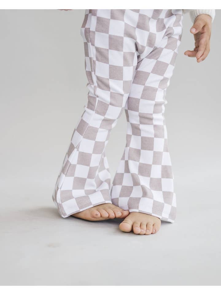 Lucky Panda Kids - Wholesale Pants - Baby - Checkered Flare Pants | Latte4